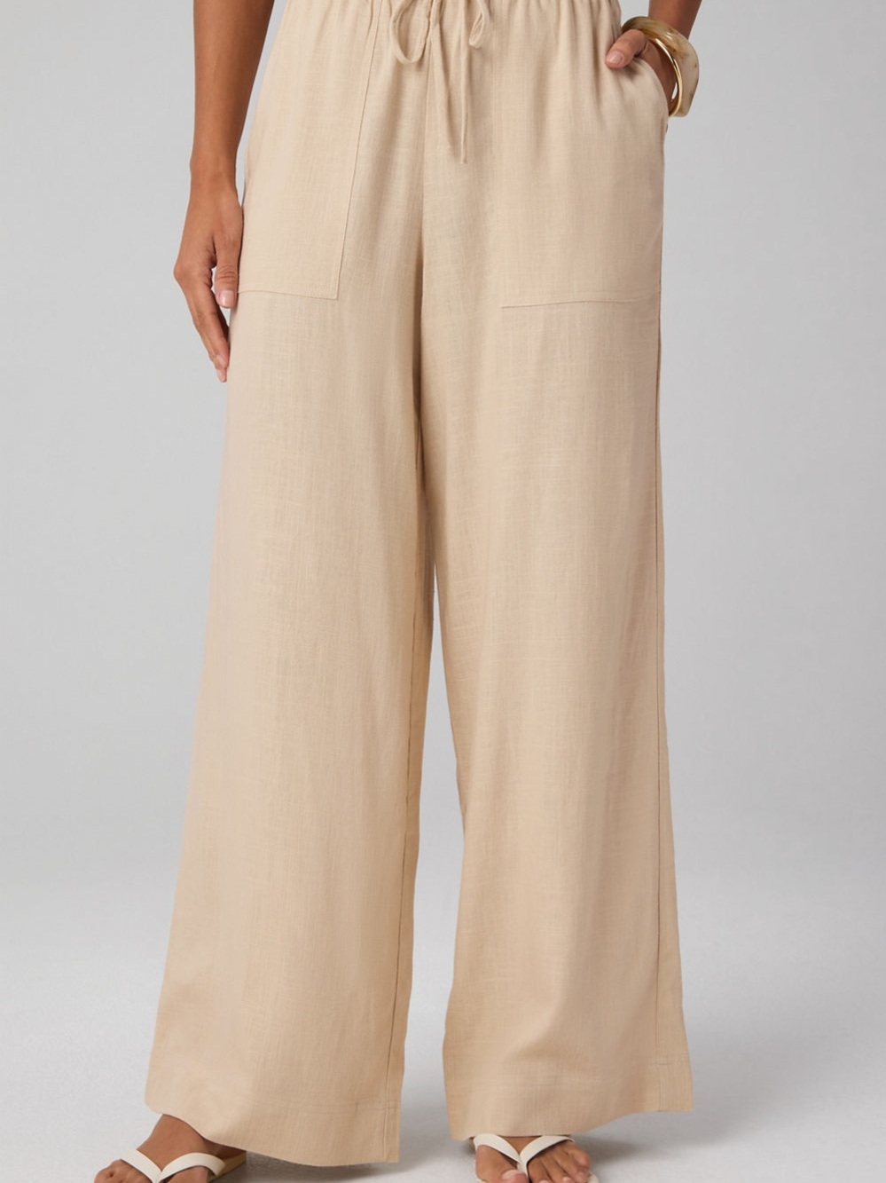 Fabletics Lifestyle Linen Straight Leg Pant Medium Beige